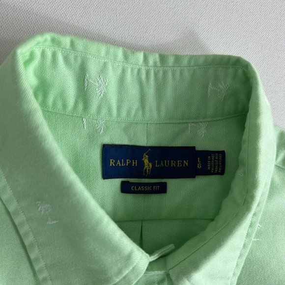 Polo Ralph Lauren Classic Fit Palm Tree Button‎ Down Shirt Men Size Large Green - Picture 10 of 10